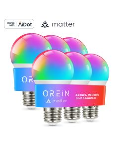 OREiN Matter Smart RGBTW Bulb - A19 Smart Light Bulbs, 6 Packs