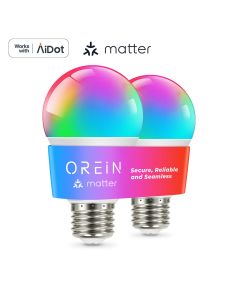 OREiN Matter Smart RGBTW Bulb - A19 Smart Light Bulbs, 2 Packs