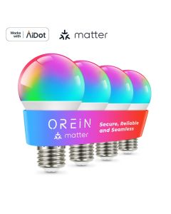 OREiN Matter Smart RGBTW Bulb - A19 Smart Light Bulbs, 4 Packs