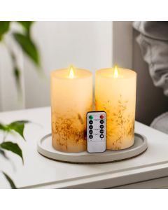 OREiN Flickering Flameless Candles with Remote - Dimmable with Timer, 2 Pack