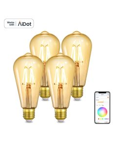 OREiN Smart WiFi LED Edison Vintage Light Bulbs ST64 with E26 Base - Warm White, 4 Pack
